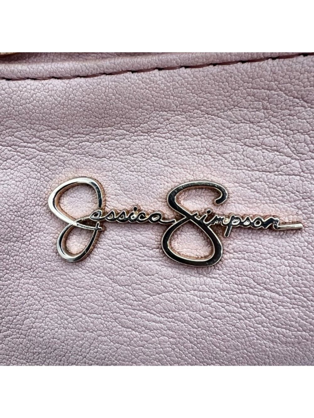 Jessica Simpson Blush Pink Tote Bag With Gold Chain Detail Leopard Print Lining - Picture 12 of 16